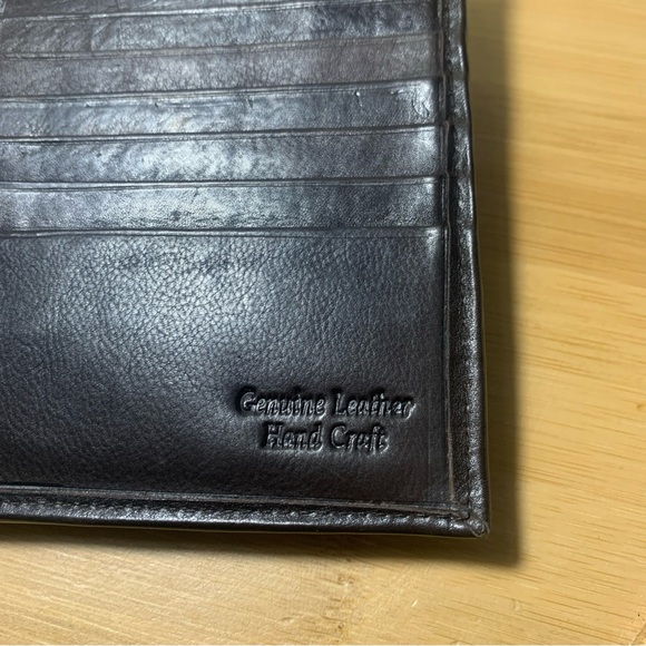 Leather Billfold ID Wallet Dark Brown 22 Card Slots Tri-Fold - Picture 5 of 7